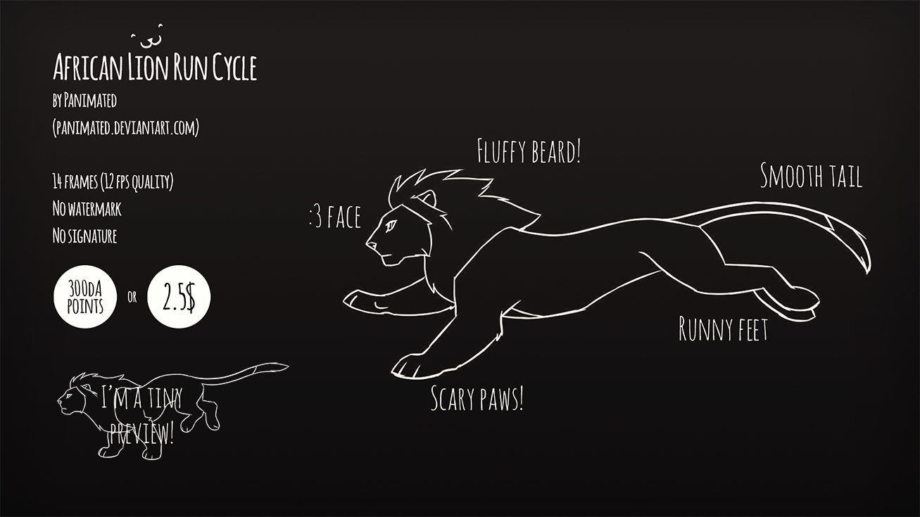 Lion Run Cycle Animation Template by Panimated